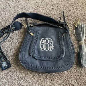 Stylish Navy Crossbody Bag with Embroidered Detail